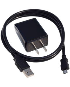 Power Supply (wall mount plug) and 3 Foot Micro USB cable